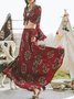 Floral-print Chiffon Frill Sleeve Casual Floral Two Piece Maxi Dress